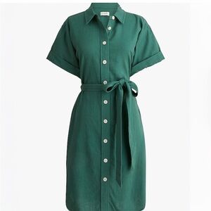 Belted Green Shirt Dress